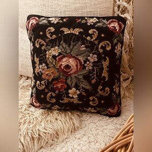 Vintage Rose Floral Tapestry Accent Pillow